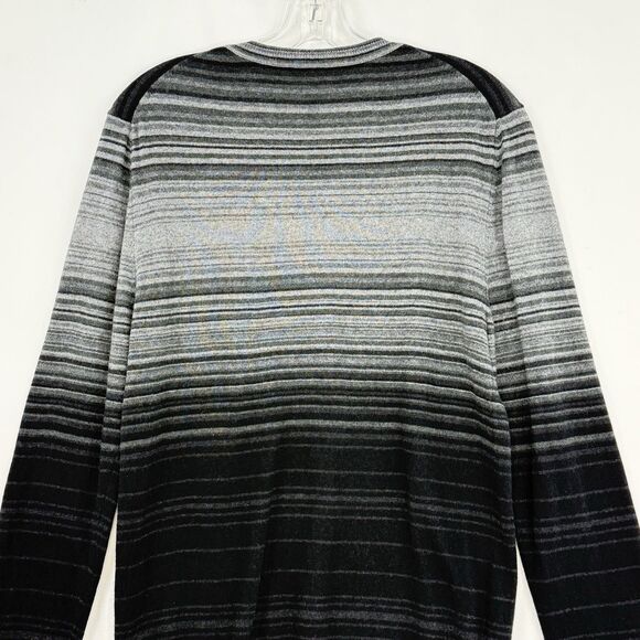 Marc Anthony Sweater Mens L Black Gray Stripe Cotton Cashmere Wool - Picture 4 of 15
